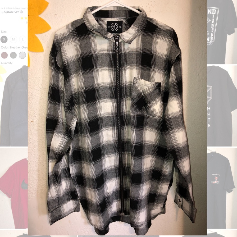 Plaid zip up shirt